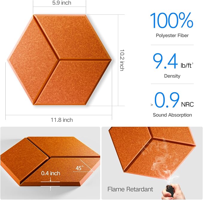18 Pack Self-Adhesive Acoustic Panels 12" X 10" X 0.4" - Image 3