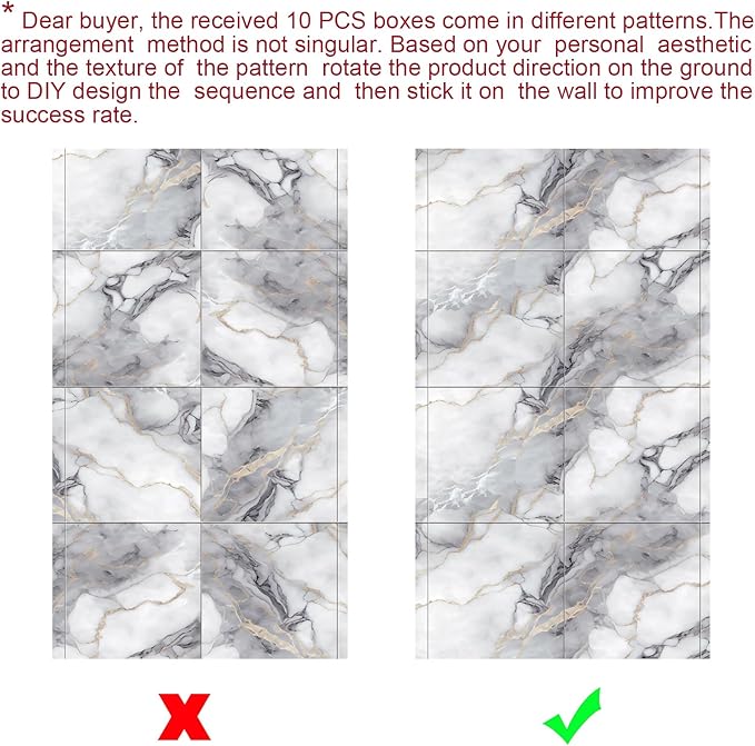 10pcs Marble Peel and Stick Waterproof Wall Panels, Heat-Resistant Backsplash - Image 8