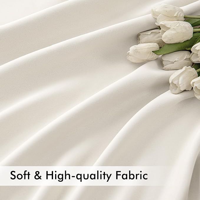 MIULEE Ivory Back Tab Blackout Curtain 96 Inch Long 2 Panels Set - Image 6