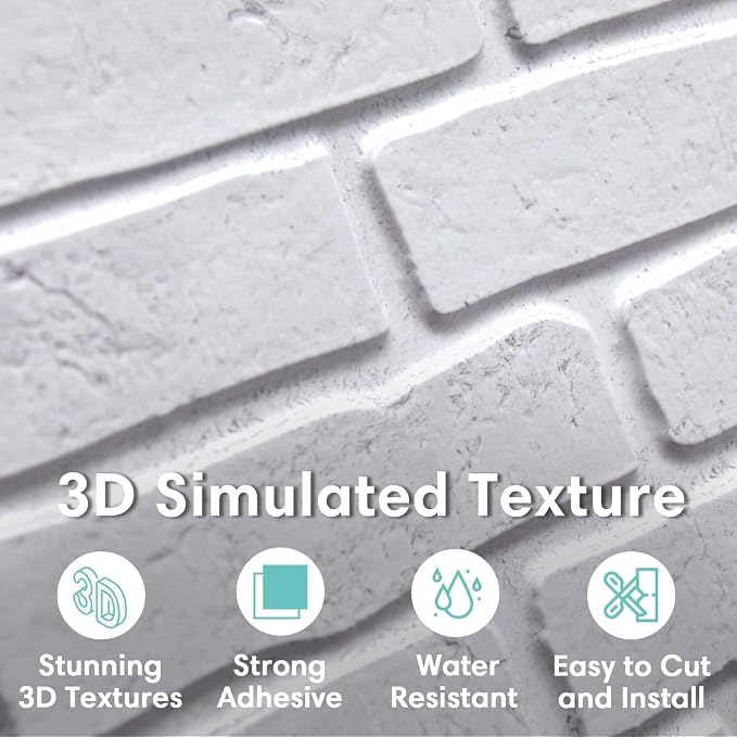 Commomy 3D Peel and Stick Brick, Ultralight Thin PVC Faux Brick Wall Panels - Image 2