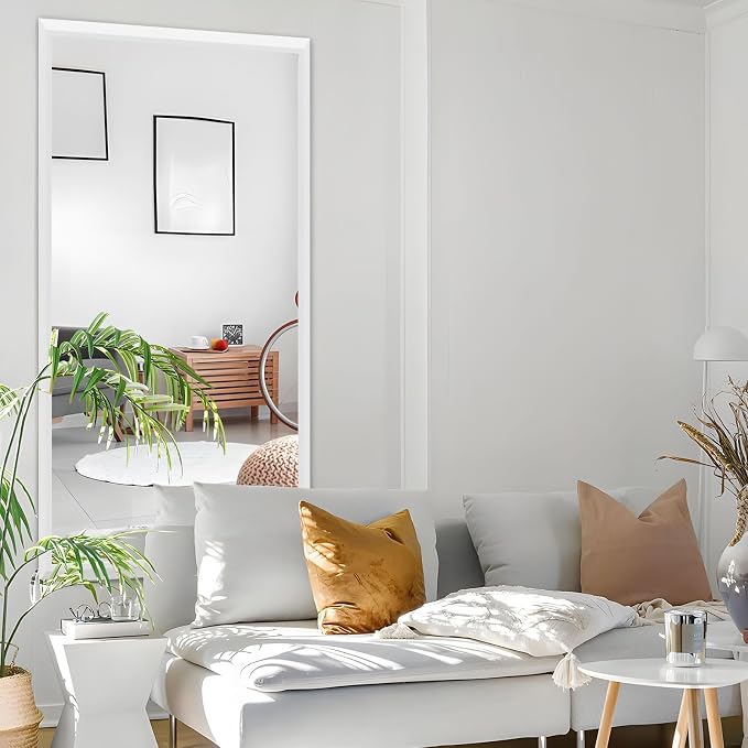 Amorho Bathroom Mirror, 60X36 Inch White Thick Metal Framed Wall Mirrors - Image 8