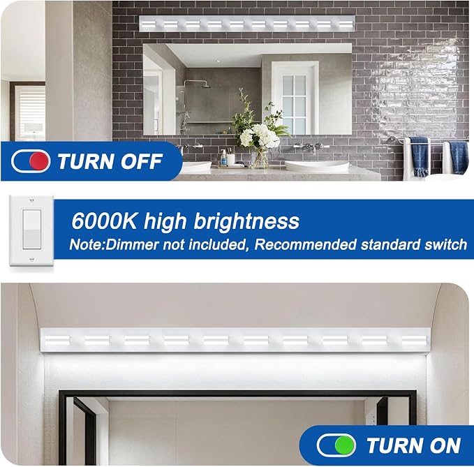 IZORRO LED Modern Bathroom Lights Fixtures, Matte White Acrylic Wall Lighting - Image 5