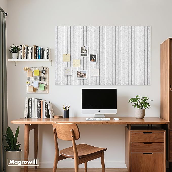 Cork Board Tiles for Wall with Push Pins, Removable 36" x 24" Slat Bulletin - Image 3
