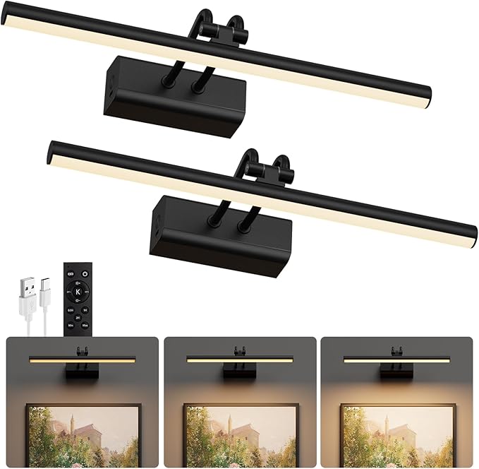 Battery Operated Wall Light for Living Room Picture Light for Wall Set of 2 by Percantis