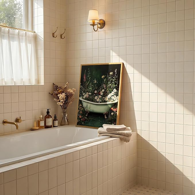 AtterrirArt Framed Vintage Bathroom Wall Art, 16 * 24inch, Whimsical Bathtub - Image 6