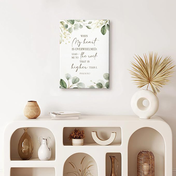 HIWX Christian Bible Verses Wall Decor, When My Heart Is Overwhelmed Religious - Image 2