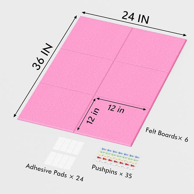 Neatsure Large Cork Board for Wall, 6 Panels Felt Tiles Tack Push Pin Board for - Image 3