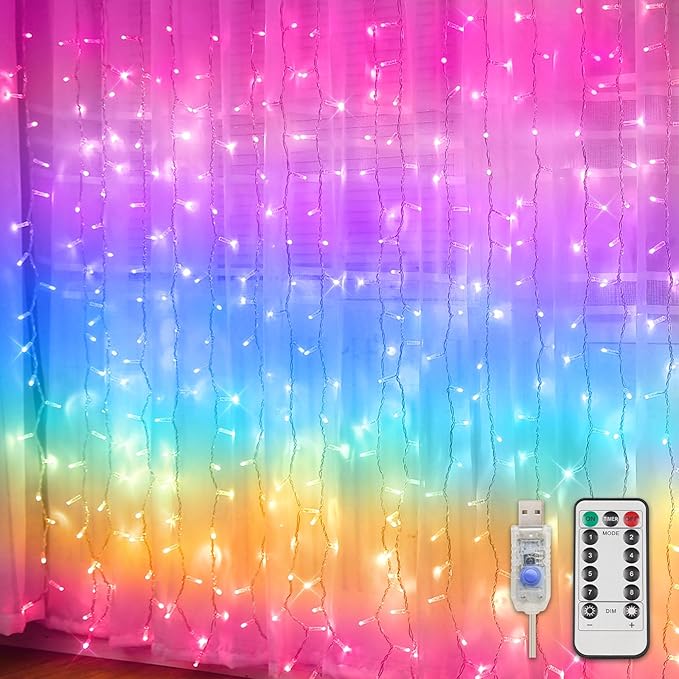 suddus Curtain Lights for Bedroom, 192 Led 8.3ft x 5.25ft Hanging String Lights by SUDDUS