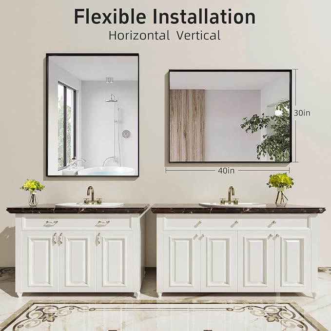 40x30 Inch Black Bathroom Mirrors - Image 5