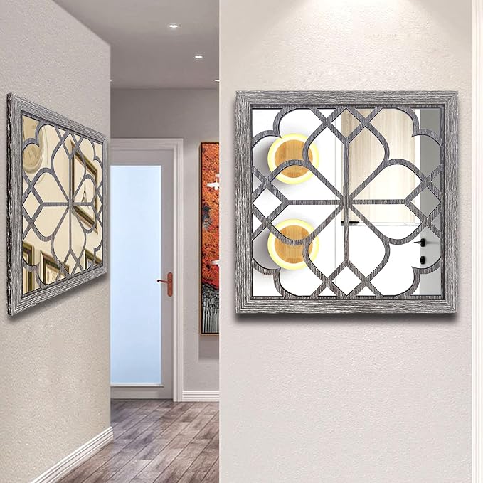 Wocred 2 PCS Square Wall Mirror, Gorgeous Rustic Farmhouse Accent Mirror - Image 5