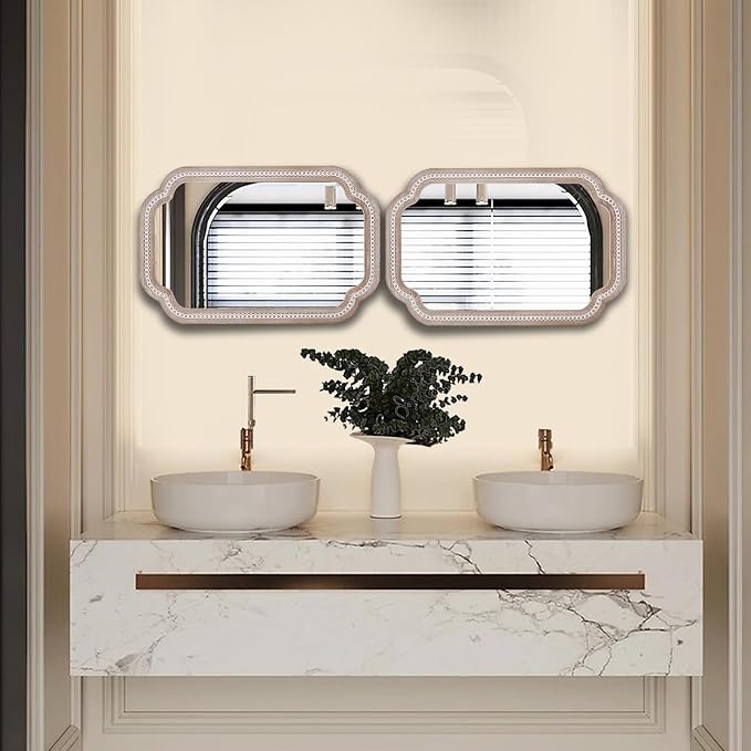 36x24 Inch Boho Wooden Scalloped Mirror - Image 5