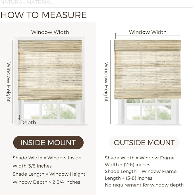 TWOPAGES Woven Bamboo Cordless Roman Shades, Custom No Drill or Motorized Blinds - Image 6