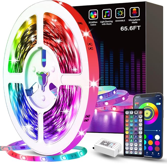 Tenmiro 65.6ft Led Strip Lights Smart Led Light Strips Music Sync Color by Tenmiro