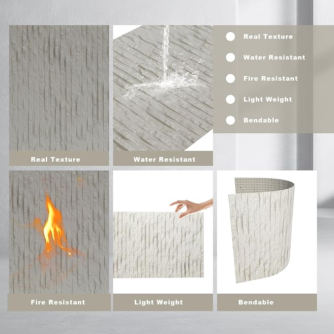 3D Wall Panels - 4PCS 47.2"x23.6" Faux Stone Wall Covering - MCM Modified Clay - Image 7