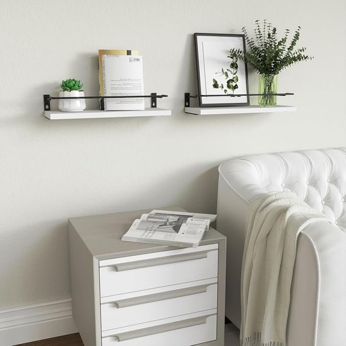 RICHER HOUSE White Bathroom Shelves, Small Floating Wall Mounted Shelf - Image 6