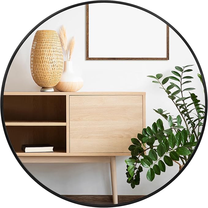 Fabuday Black Round Mirror for Wall 24 inch by Fabuday
