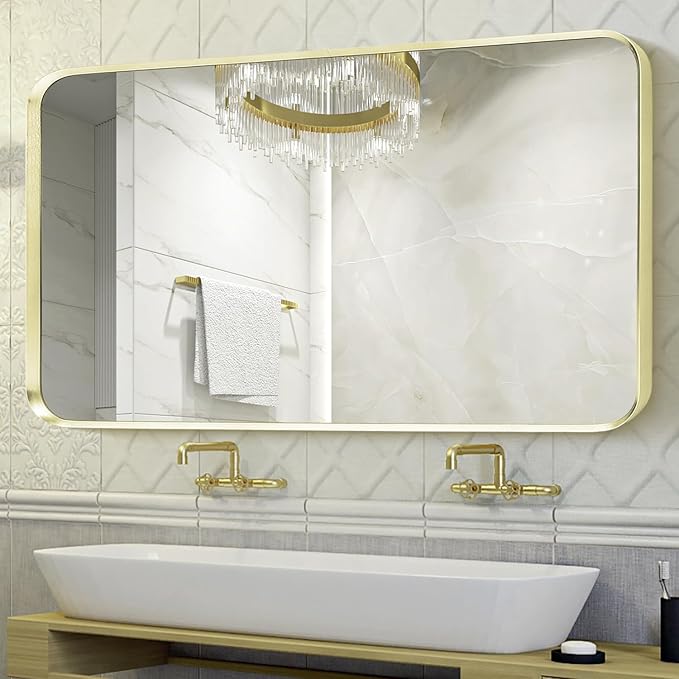 Gold Metal Framed Bathroom Mirror by Minuover
