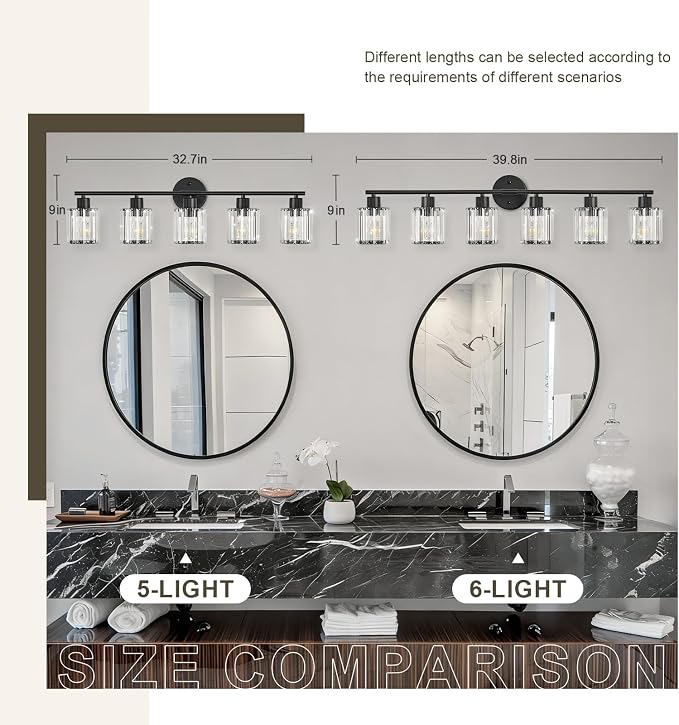 Crystal Bathroom Light Fixtures, Bathroom Lighting Fixtures Over Mirror - Image 3