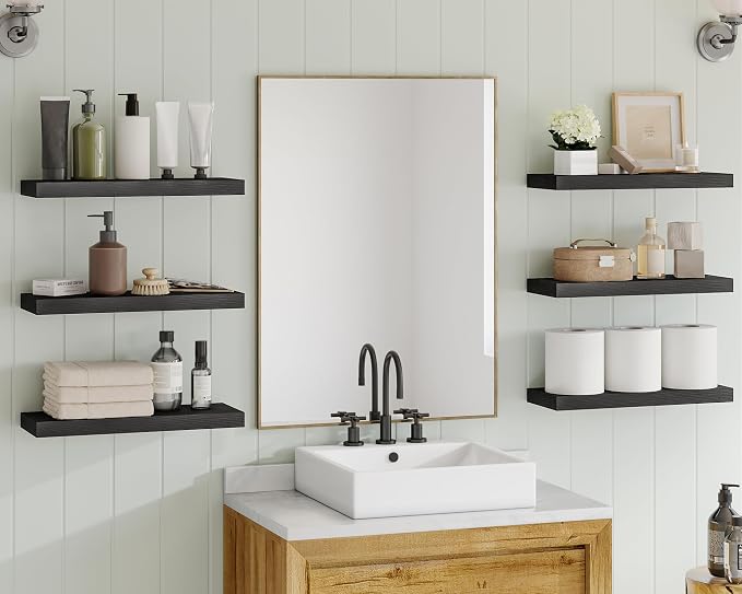 Fixwal Black Shelves, 15.8in Floating Shelves, Farmhouse Shelf Wall Decor - Image 2