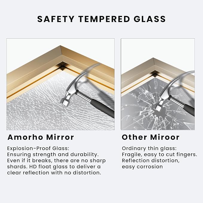 Amorho 36x36 Inch Bathroom Mirror, Wall-Mounted Mirrors Perfect - Image 3