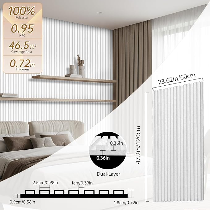 RITOLLO 6 Pack Bilayer Thickened-Sound Proof Wall Panels 47.2"x23.6"x0.72" High - Image 2