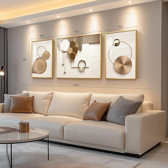 Large Framed Modern Luxury Gold Wall Art - Image 2