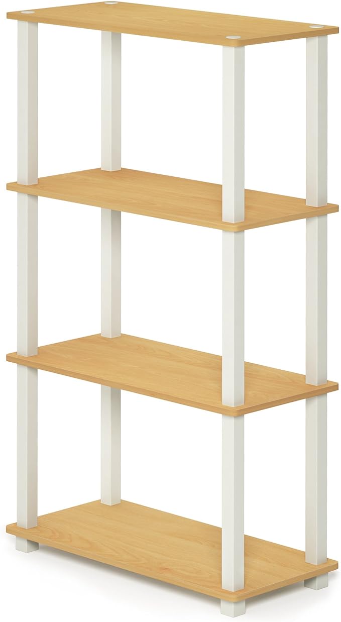 Furinno TURN-S-TUBE Storage Shelves, 4-Tier Book Shelf, Corner Shelf, Toolless by Furinno-FitsYourSpaceFitsYourBudget