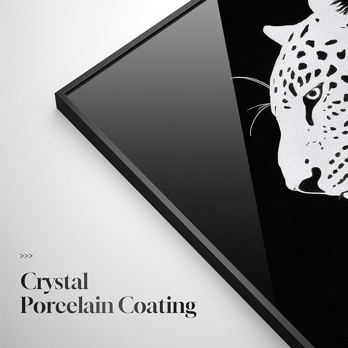 Framed Modern Animal Black and White Wall Art, Large Leopard Animal Prints - Image 3
