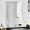 Silver Framed Bathroom Mirror, Brushed Nickel Rounded Corner Rectangle Wall by Minuover