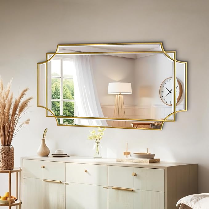 HQiJun Wall Mirror Full Length, Scalloped Beveled Polished Decorative Mirrors - Image 5