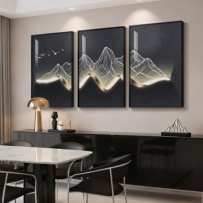 Large Framed Modern Abstract Mountain Wall Art - Image 4