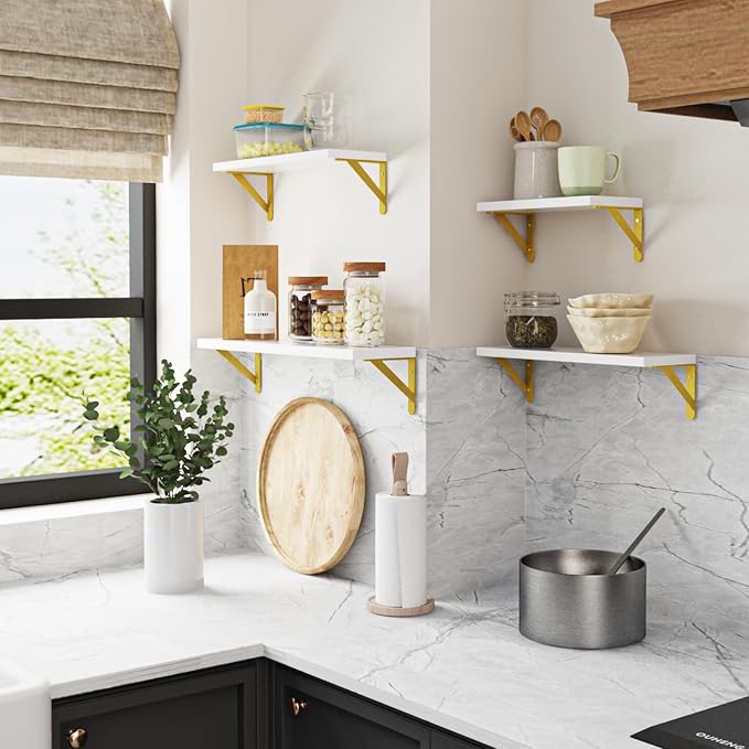 YGEOMER White Shelves for Wall, Different Sizes Wall Floating Shelves for - Image 5