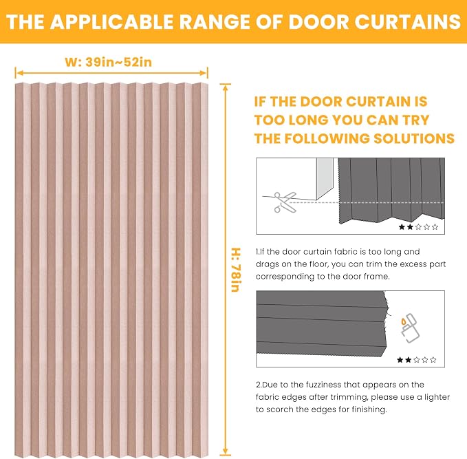 AJAZZ 100% Blackout Magnetic Door Curtain Accordion Doors Interior Closet Door - Image 4
