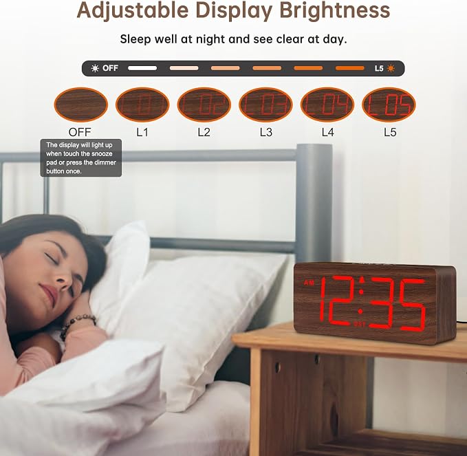 DreamSky Wooden Digital Alarm Clock - Image 4