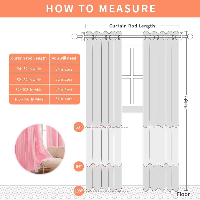 XiDi Pink Curtains for Bedroom Decor, Girls Room Blackout Curtains, Kids Room - Image 8