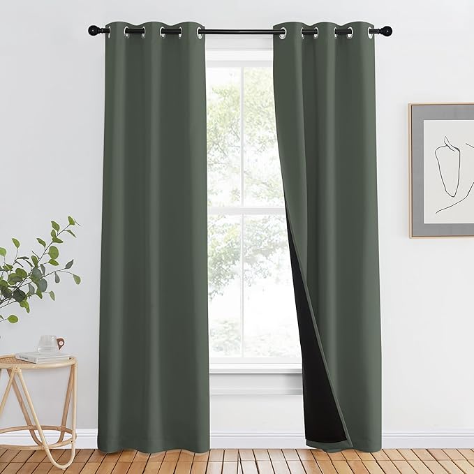 NICETOWN 100% Blackout Curtains 80" Long, Pair of Energy Smart & Noise Blocking by NICETOWN