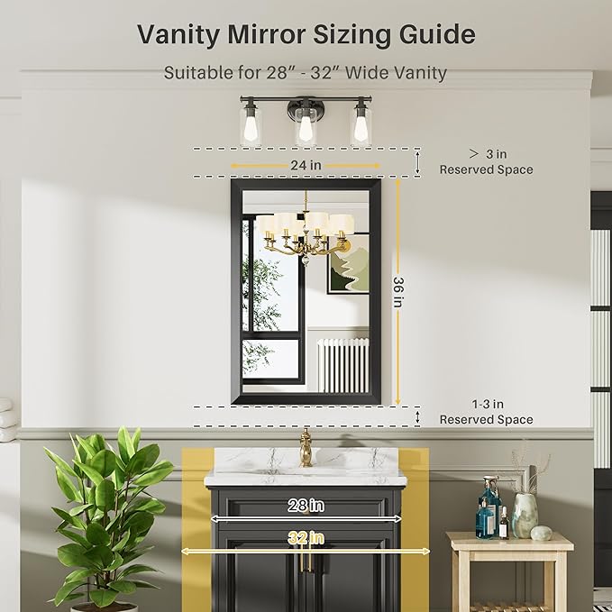 Briivue 24x36 Inch Black Bathroom Mirror - Image 2