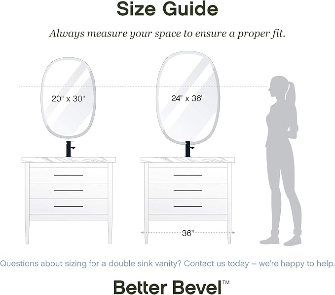 Better Bevel 24" x 36" Frameless Oblong Oval Mirror | 1" Beveled Edge | - Image 6