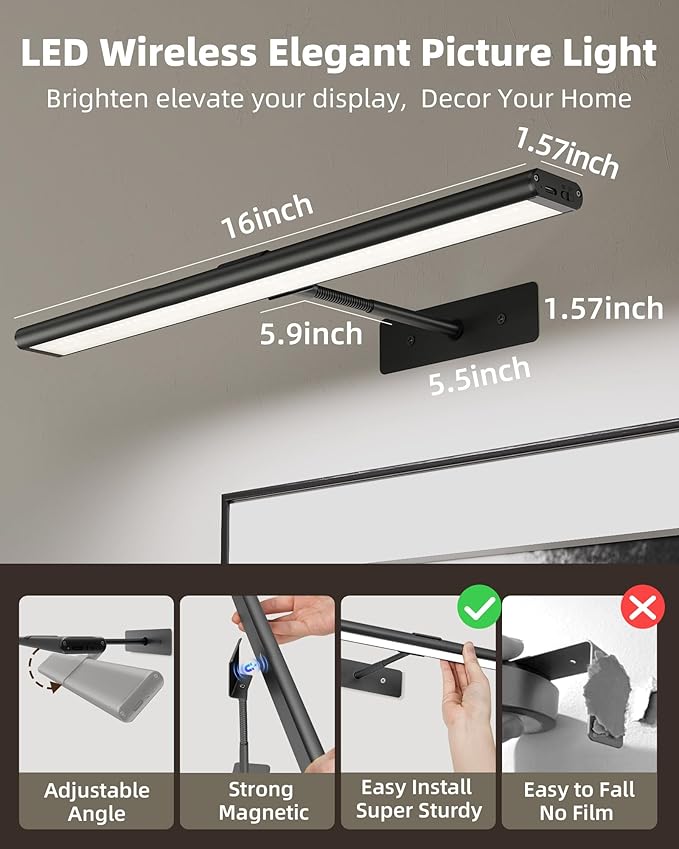 EZVALO Picture Light for Wall, Dimmable Magnetic LED Art Painting Light - Image 6
