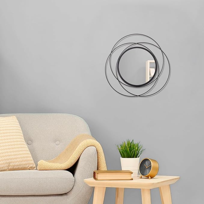 Black Circle Mirror Wall Decorative Metal Wall Mirror, Art Small Round Wall - Image 3