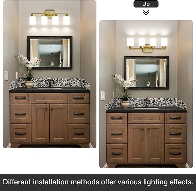 FonmYim Brushed Gold Bathroom Light Fixtures, 4-Light Modern Vanity Light Over - Image 5