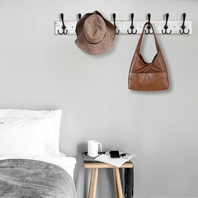 Kuhome 32.2'' Large Coat Rack Wall Mount Coat Hooks - Image 6