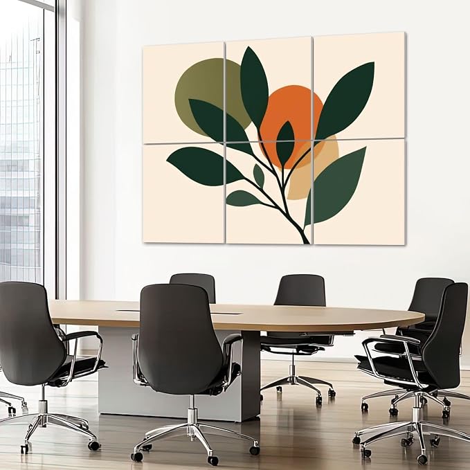 6 Pack Art Acoustic Panels Sound Absorbing Boho Botanical Leaf Orange Green - Image 7