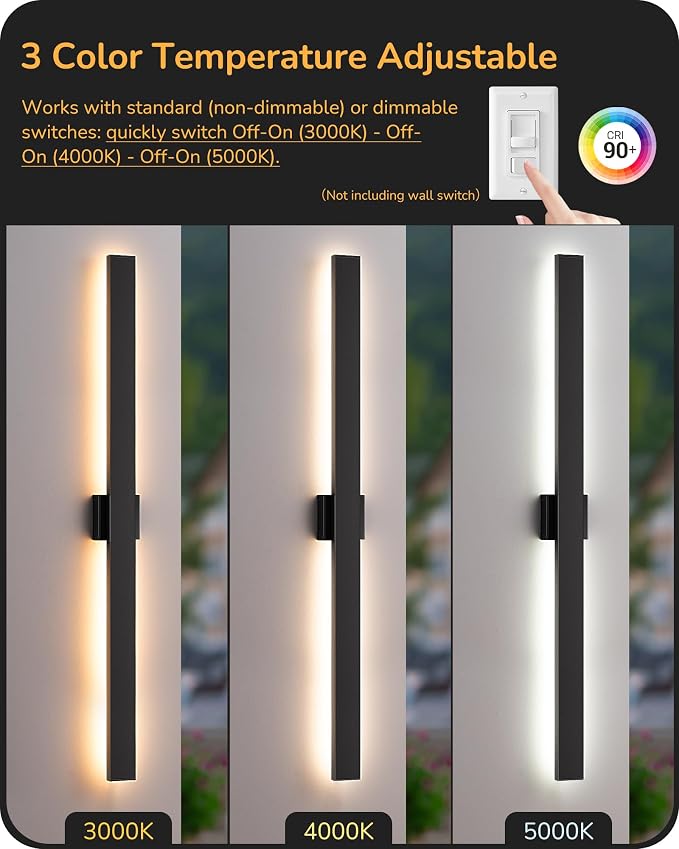 EDISHINE 47.2" LED Outdoor Wall Lights, 3CCT & 10%-100% Dimmable, IP65 - Image 4