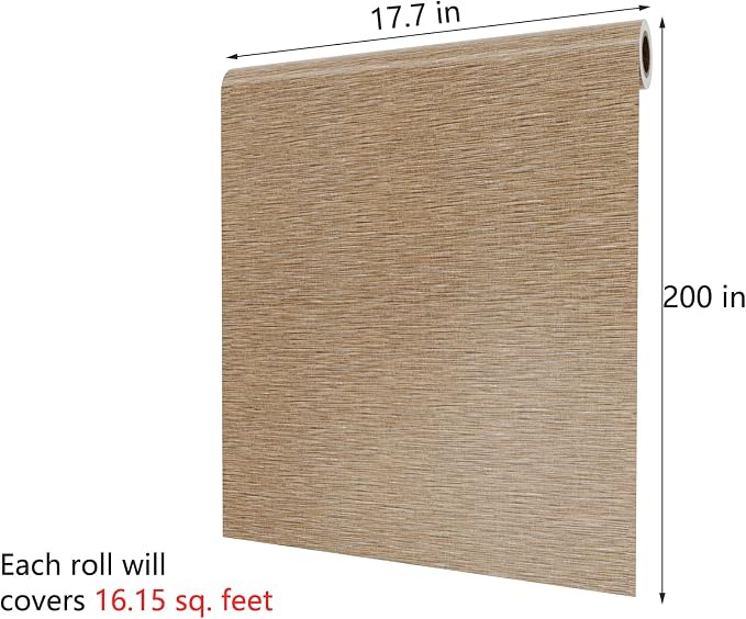 Decotalk Peel and Stick Grasscloth Wallpaper 200"x17.7" Brown Grasscloth - Image 7