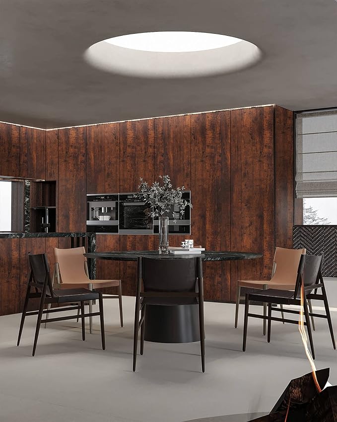 Dimoon Wallpaper 118"x17.7" Wood Peel and Stick Wallpaper Thicken Red Brown - Image 3