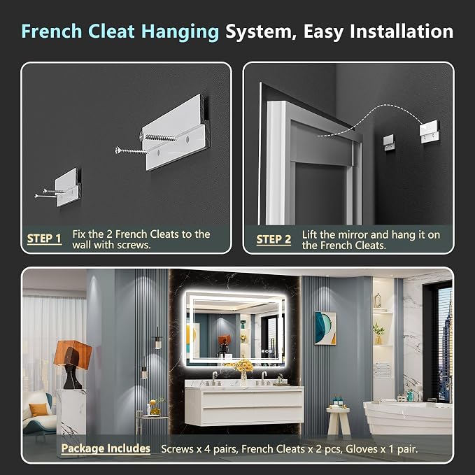 48x36 LED Bathroom Mirror with Lights, Backlit and Front Lit Anti-Fog Lighted - Image 9