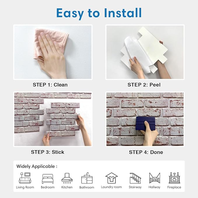 3D Whitewash Brick Wall Panel Peel and Stick - Image 9