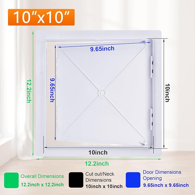 Suteck Plastic Access Panel for Drywall Ceiling 10 x 10 Inch Reinforced - Image 2