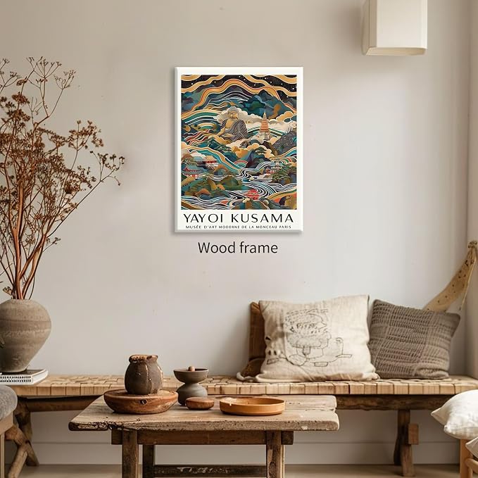 Yayoi Kusama Framed Wall Art Vintage Japanese Poster 11X14 in Abstract Buddha - Image 3